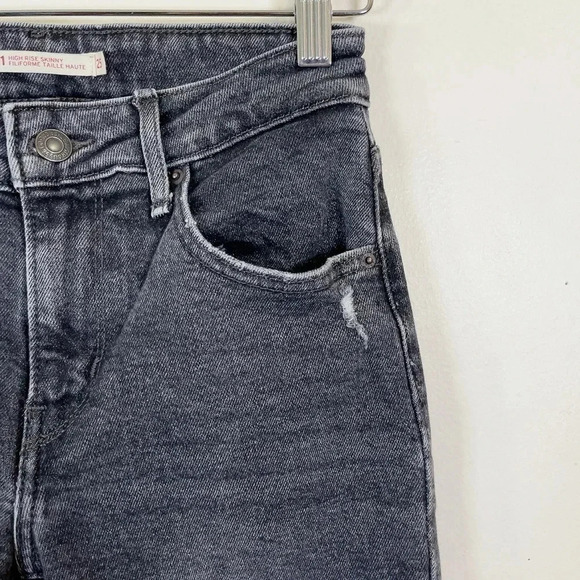 Levi's 721 High Rise Skinny  Grey Wash Distressed Knee Jeans - Picture 5 of 15